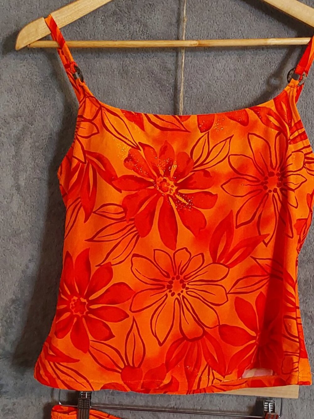 Ocean Dream Women's Tankini Swim Set Size 14 Orange Floral Skort 2 Piece Swimsui - Picture 12 of 13